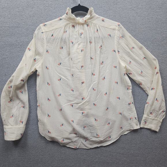 Small La Vie Rebecca Taylor Anthropologie Rosebud Embroidered Ruffled Button Top - Picture 4 of 9